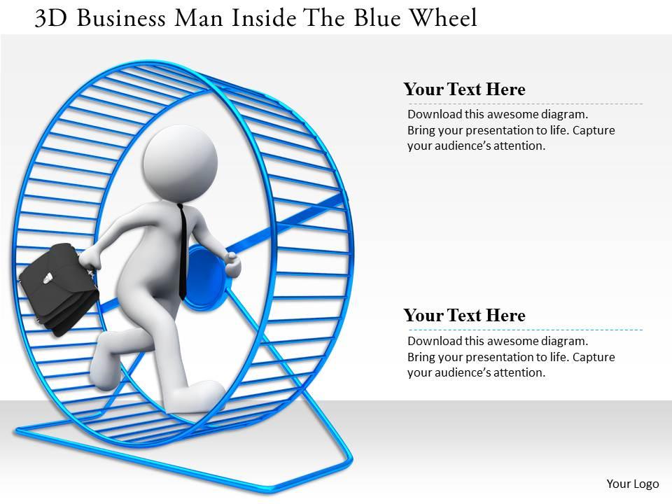 0115 3d business man inside the blue wheel ppt graphics icons Slide01