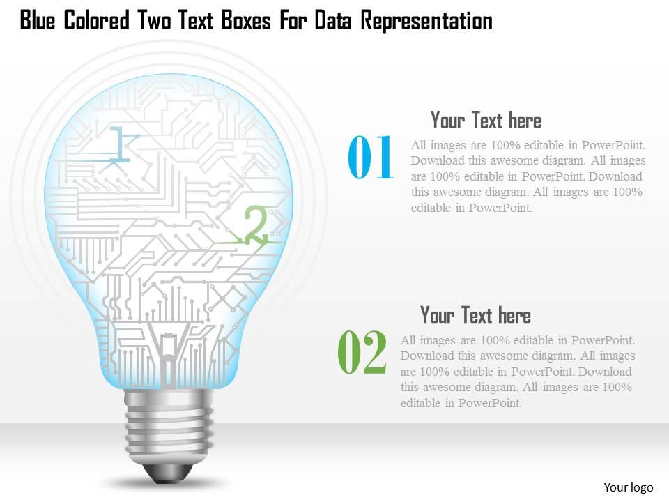 0115 blue colored two text boxes for data representation powerpoint template Slide01