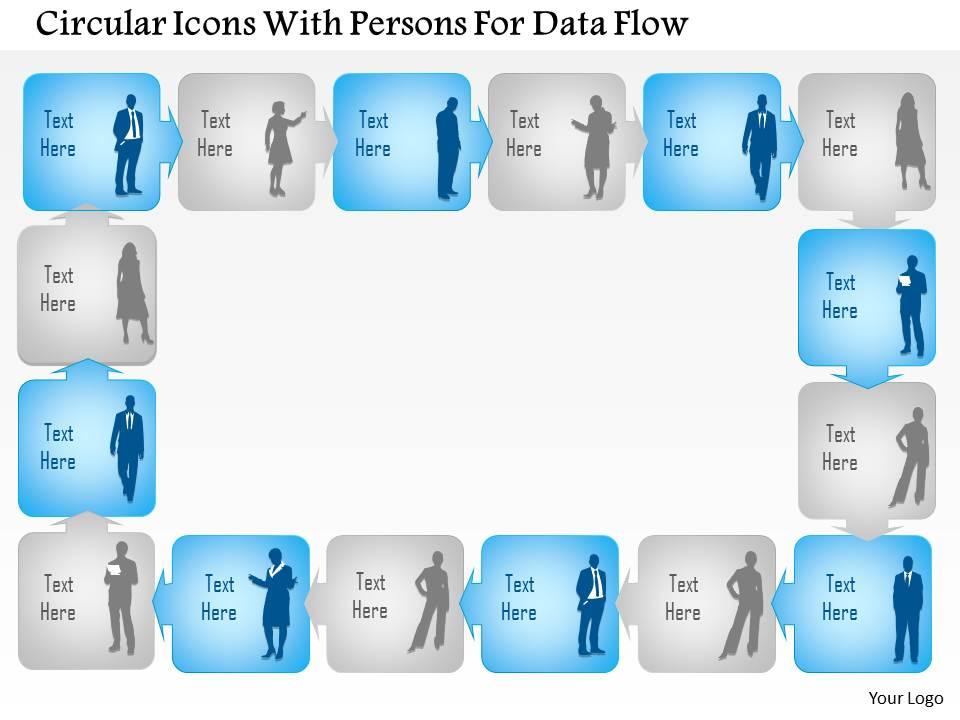 0115 circular icons with persons for data flow powerpoint template Slide01