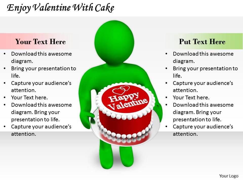 0214 enjoy valentine with cake ppt graphics icons powerpoint Slide01