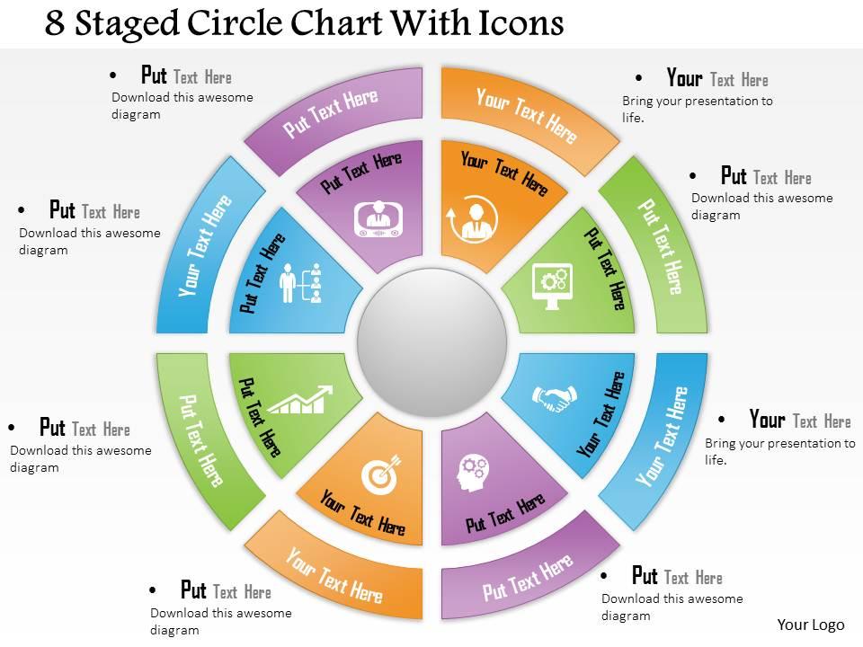 0714 business consulting 8 staged circle chart with icons powerpoint slide template Slide01