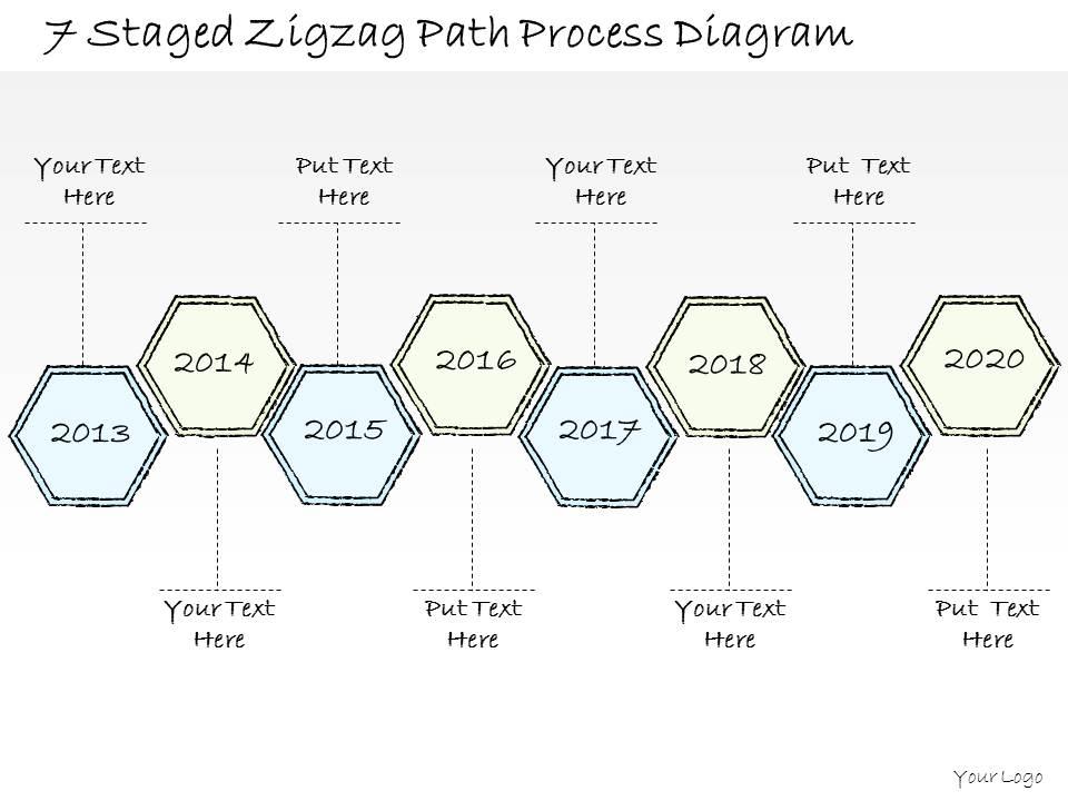 0714 business ppt diagram 7 staged zigzag path process diagram powerpoint template Slide01