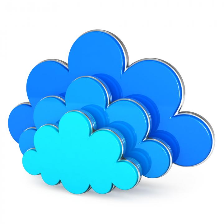 0914 blue cloud icons on white background for cloud computing stock photo Slide01