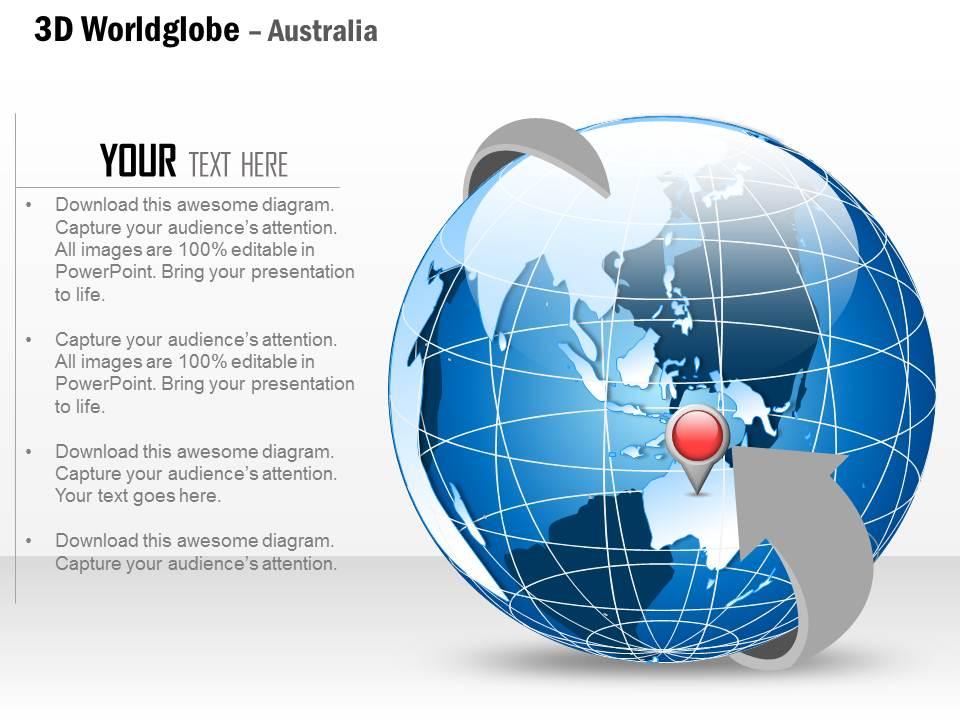 0914 business plan 3d world globe enclosed in arrow location icon powerpoint presentation template Slide01