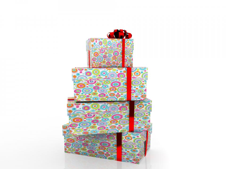 0914 heap of gifts of dots colored design red ribbon graphic stock photo Slide01