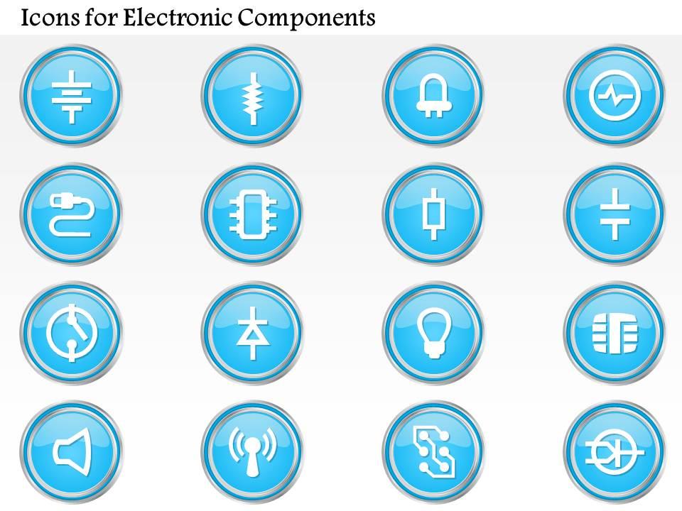 0914 icons for electronic components resistor capacitor led diode and others ppt slide Slide01
