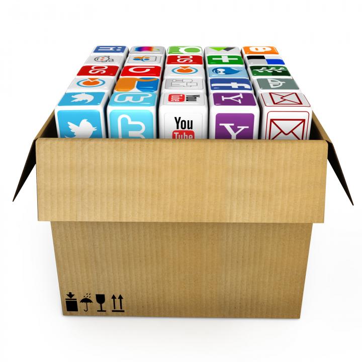 0914 icons of mobile applications in carton box for wireless communication stock photo Slide01