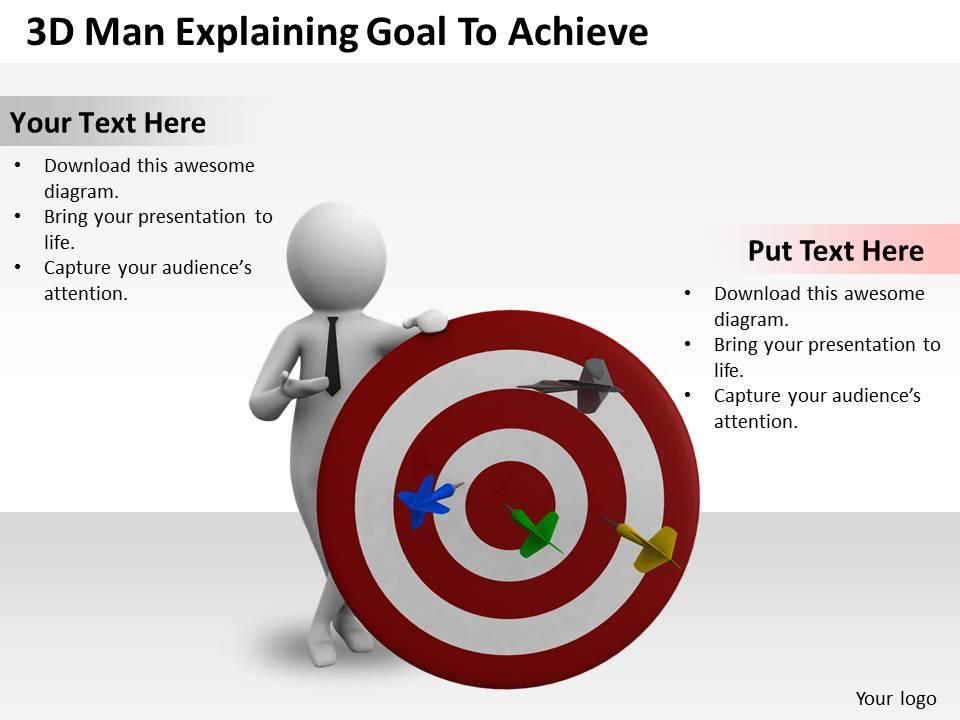 1013 3d man explaining goal to achieve ppt graphics icons powerpoint Slide01