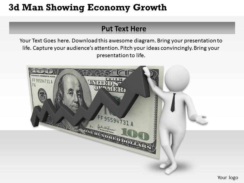 1013 3d man showing economy growth ppt graphics icons powerpoint Slide01
