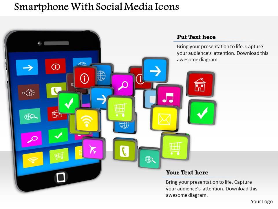 1014 smartphone with social media icons  image graphics for powerpoint Slide01