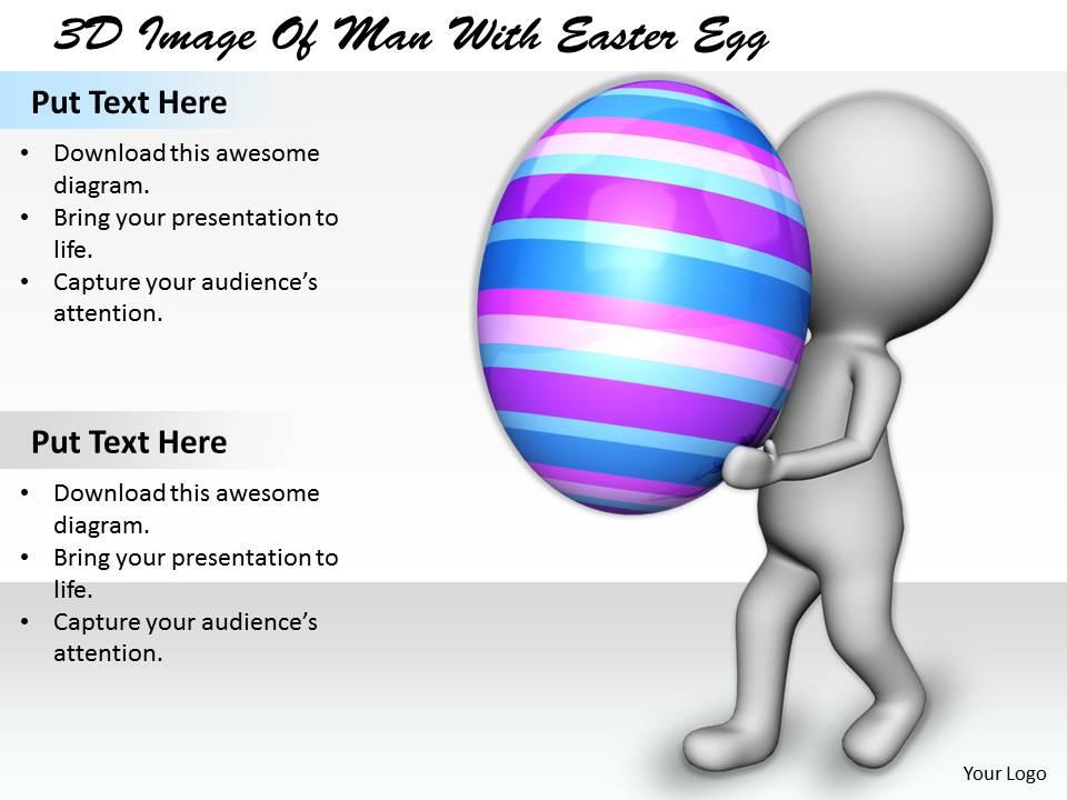 1113 3d image of man with easter egg ppt graphics icons powerpoint Slide01