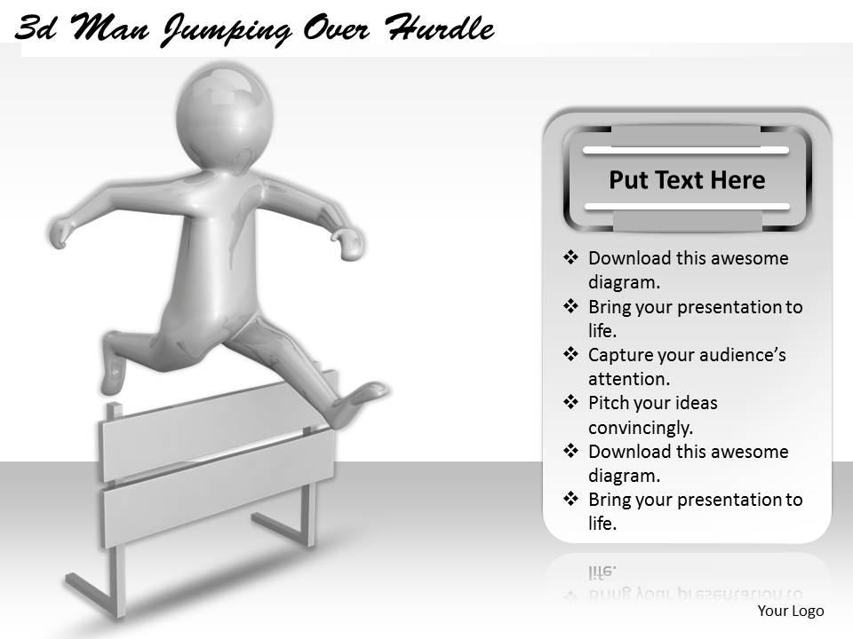 1113 3d man jumping over hurdle ppt graphics icons powerpoint Slide01