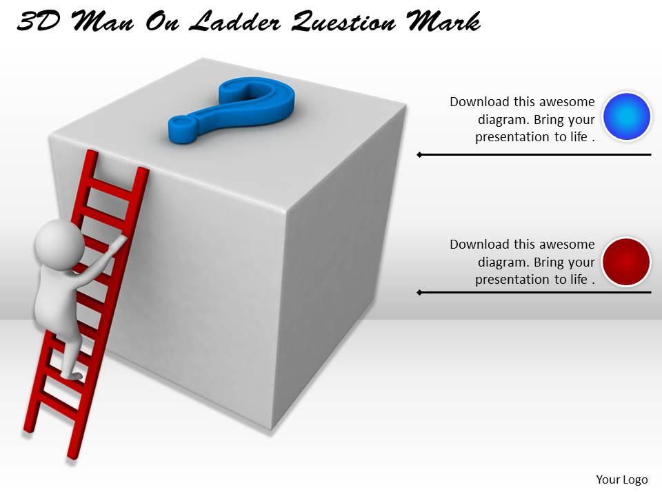 1113 3d man on ladder question mark ppt graphics icons powerpoint Slide01
