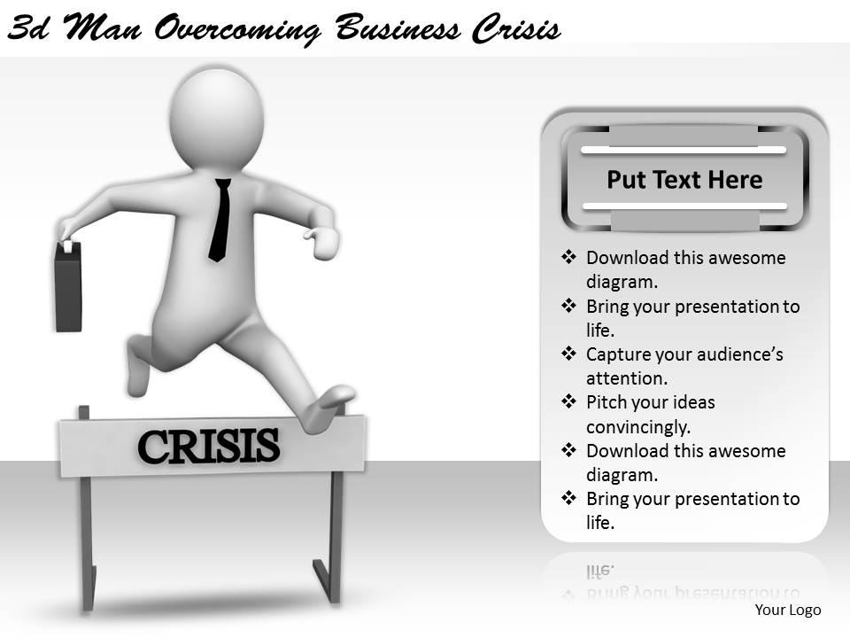 1113 3d man overcoming business crisis ppt graphics icons powerpoint Slide01