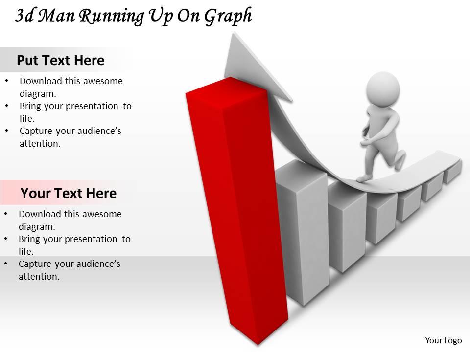 1113 3d man running up on graph ppt graphics icons powerpoint Slide01