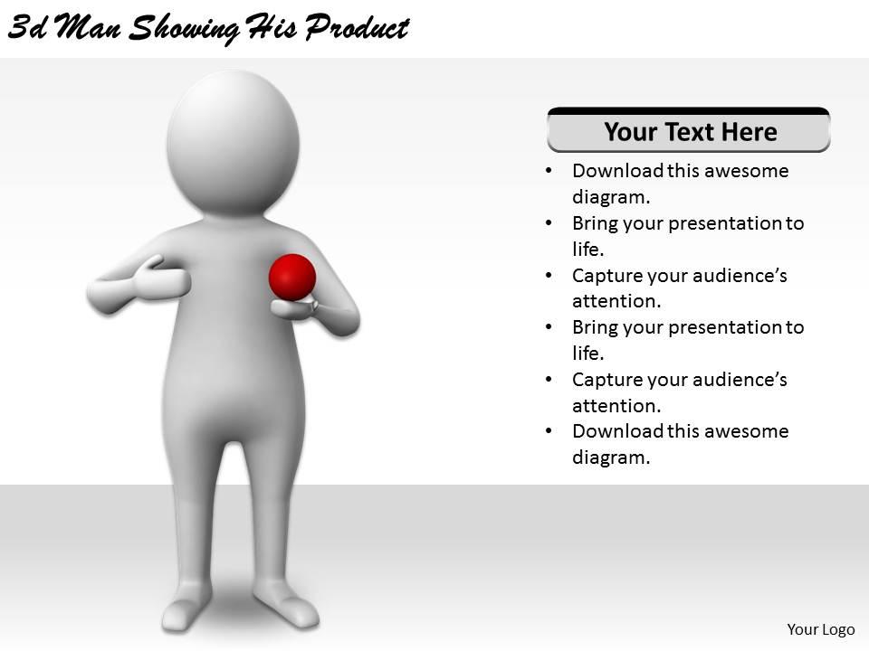 1113 3d man showing his product ppt graphics icons powerpoint Slide01