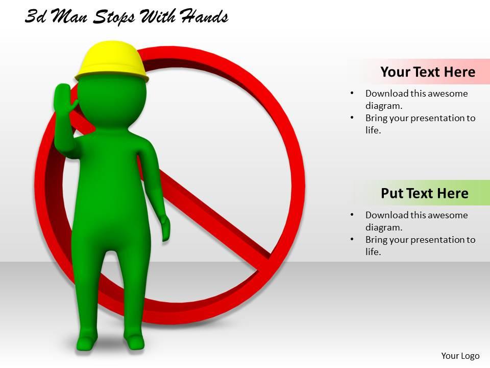 1113 3d man stops with hands ppt graphics icons powerpoint Slide01