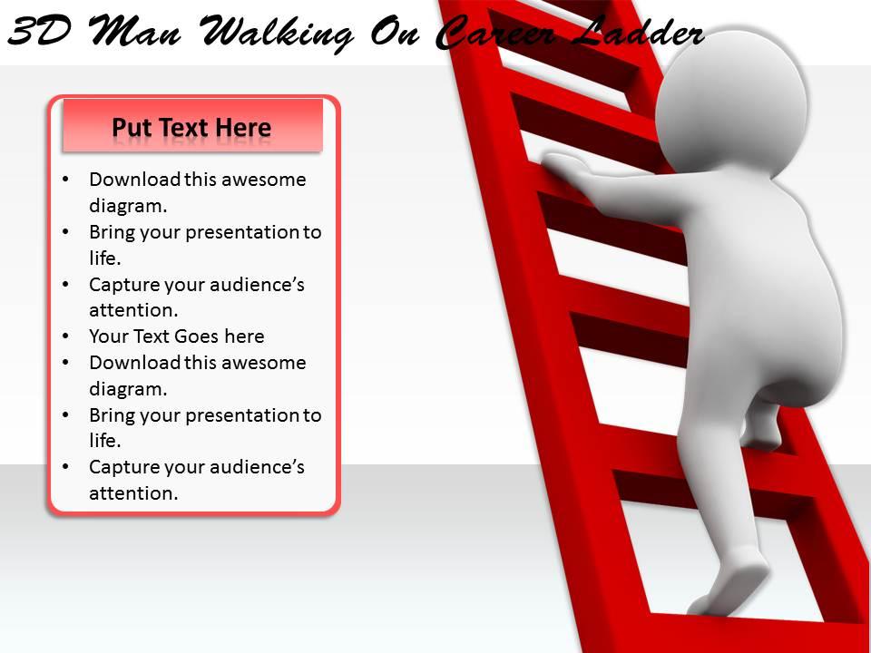 1113 3d man walking on career ladder ppt graphics icons powerpoint Slide01
