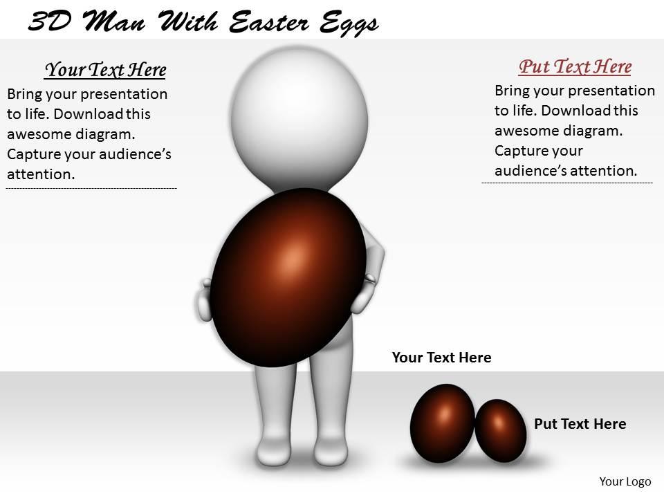 1113 3d man with easter eggs ppt graphics icons powerpoint Slide01