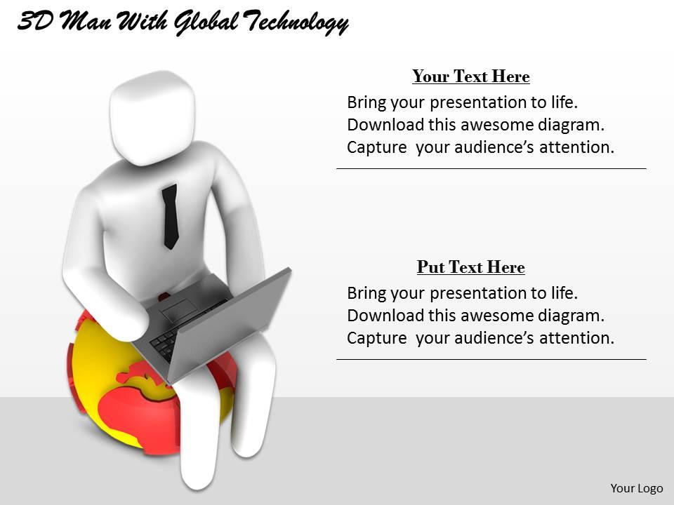 1113 3d man with global technology ppt graphics icons powerpoint Slide01