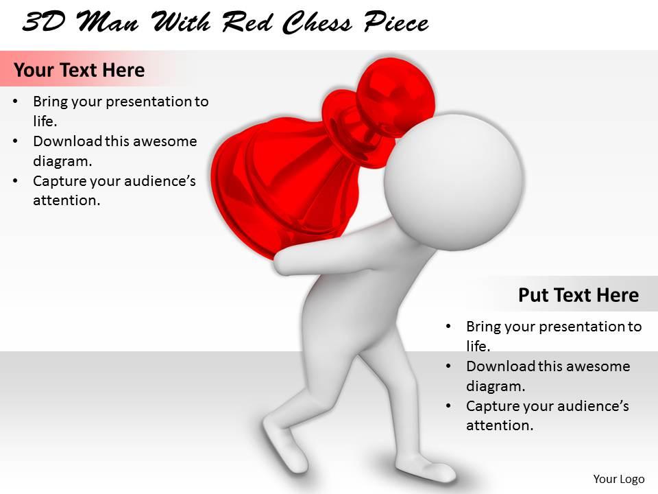 1113 3d man with red chess piece ppt graphics icons powerpoint Slide01
