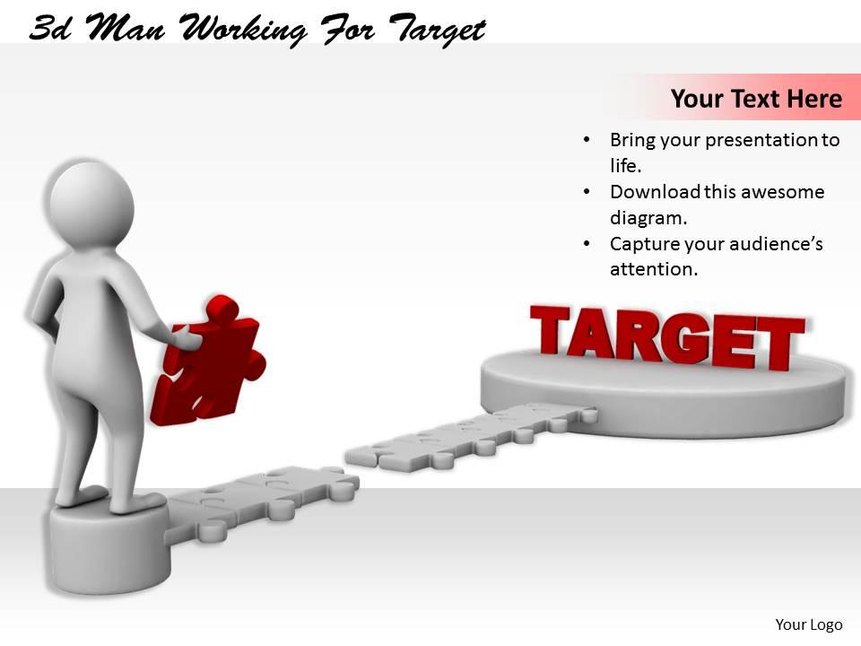 1113 3d man working for target ppt graphics icons powerpoint Slide01