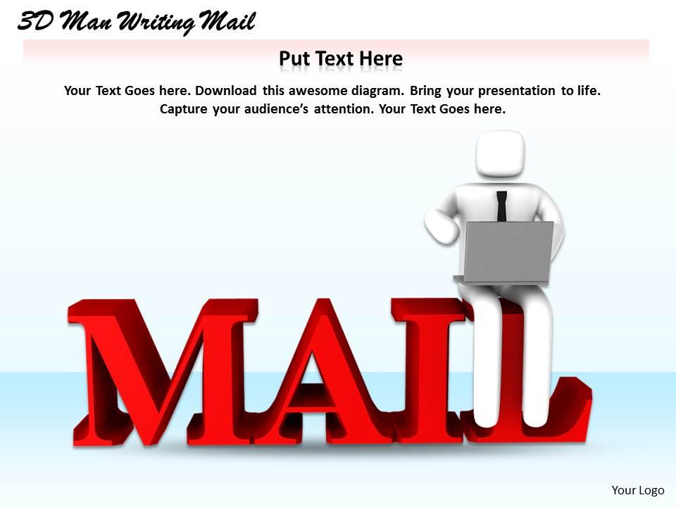 1113 3d man writing mail ppt graphics icons powerpoint Slide01