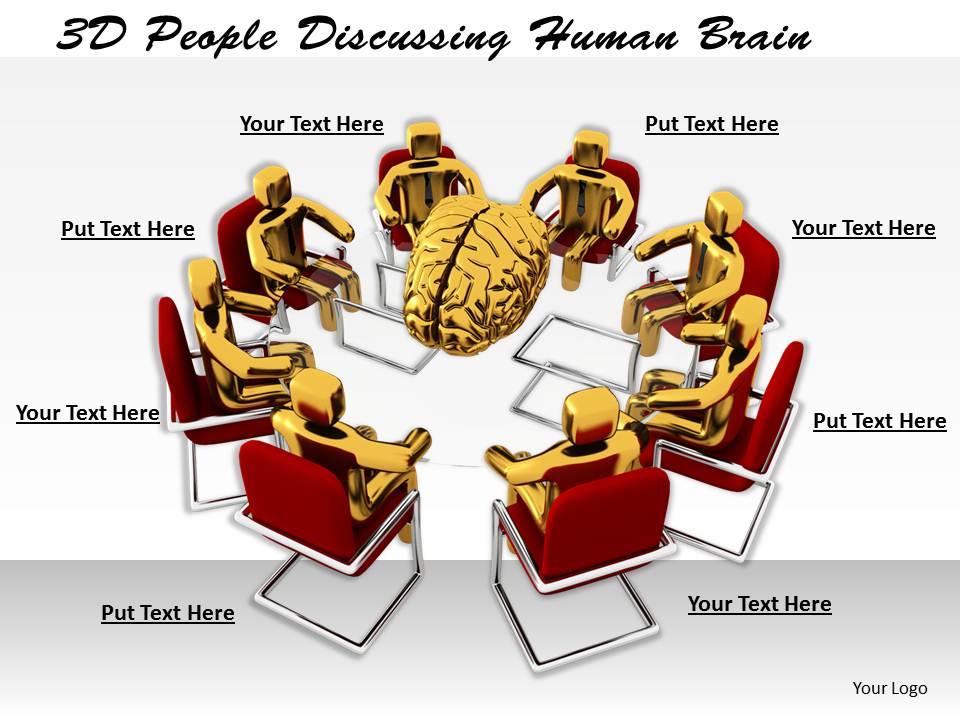 1113 3d people discussing human brain ppt graphics icons powerpoint Slide01