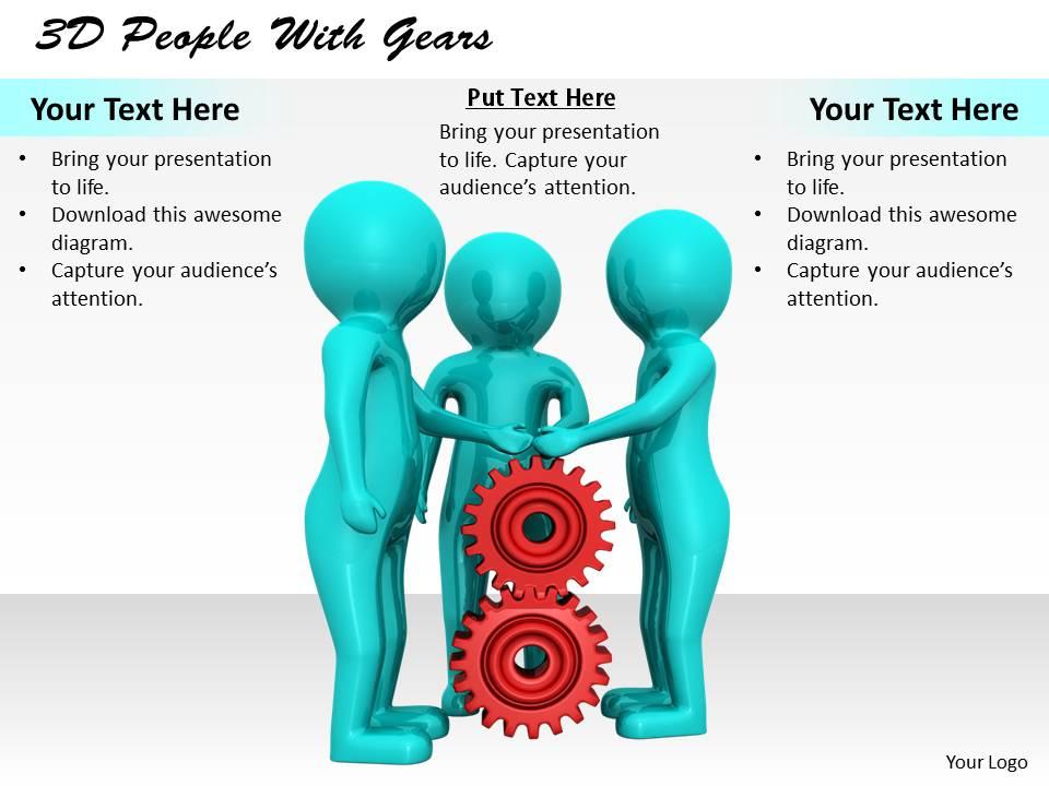 1113 3d people with gears ppt graphics icons powerpoint Slide01