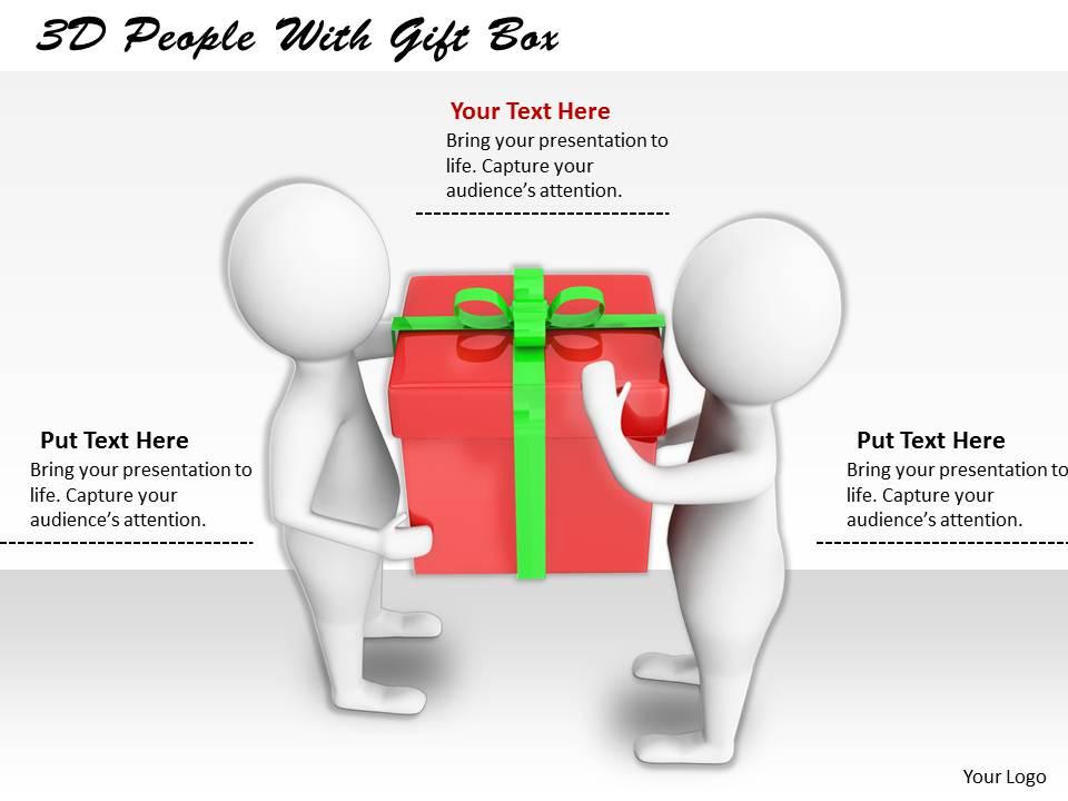1113 3d people with gift box ppt graphics icons powerpoint Slide01