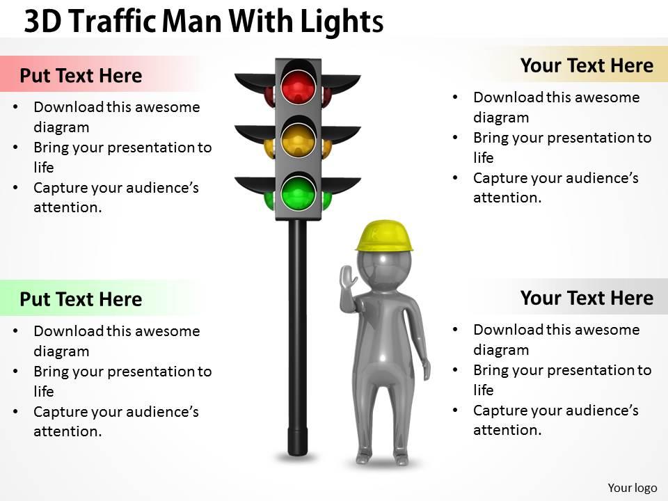 1113 3d traffic man with lights ppt graphics icons powerpoint Slide01