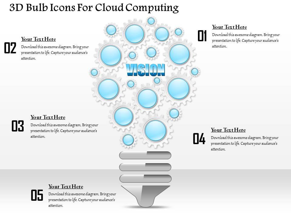 1114 3d bulb icons for cloud computing powerpoint template Slide01