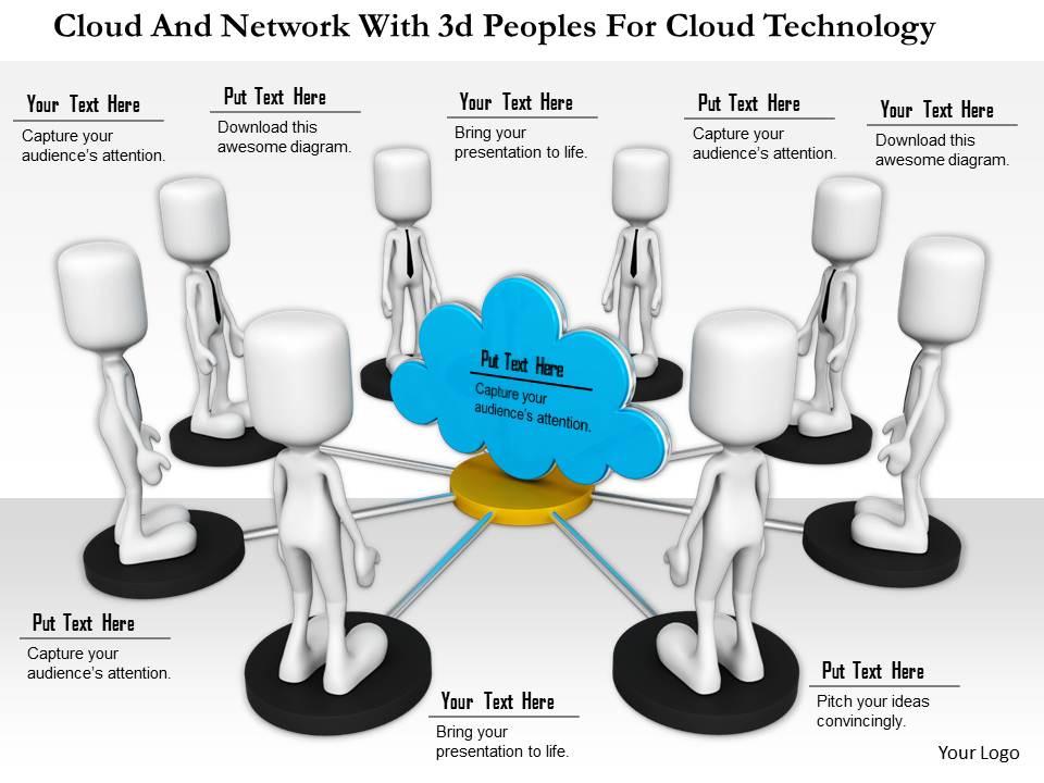 1114 cloud and network with 3d peoples for cloud technology ppt graphics icons Slide01