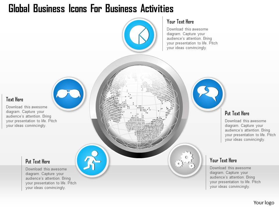 1114 global business icons for business activities powerpoint template Slide01