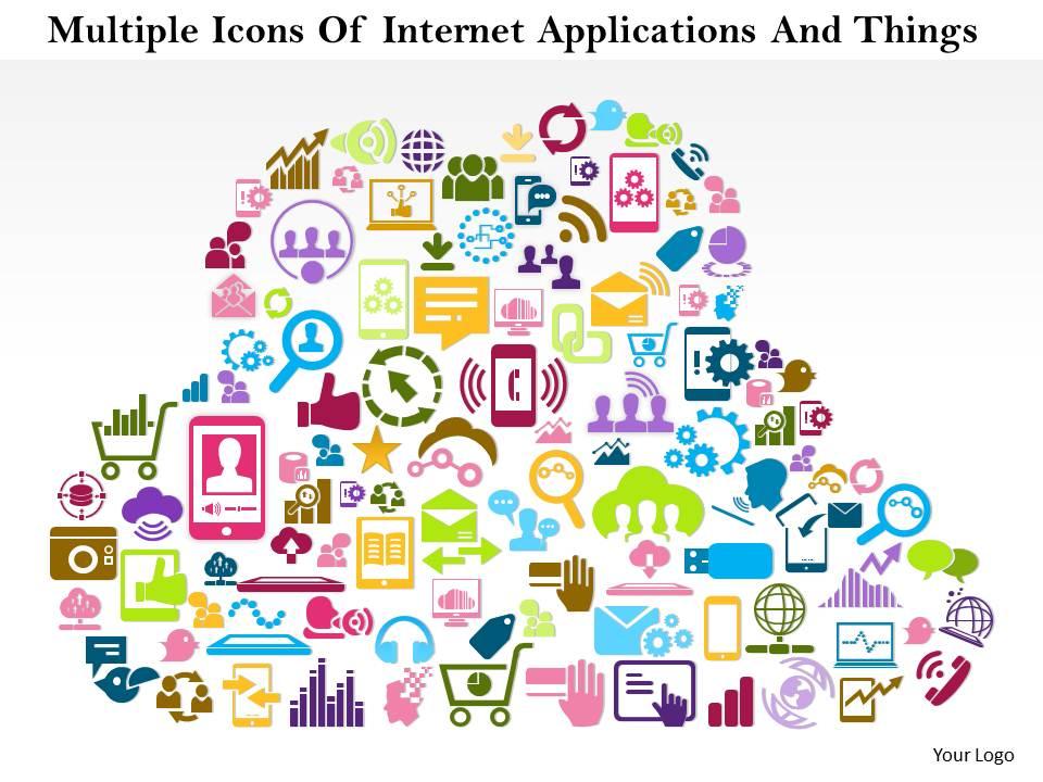 1114 multiple icons of internet applications and things powerpoint template Slide01