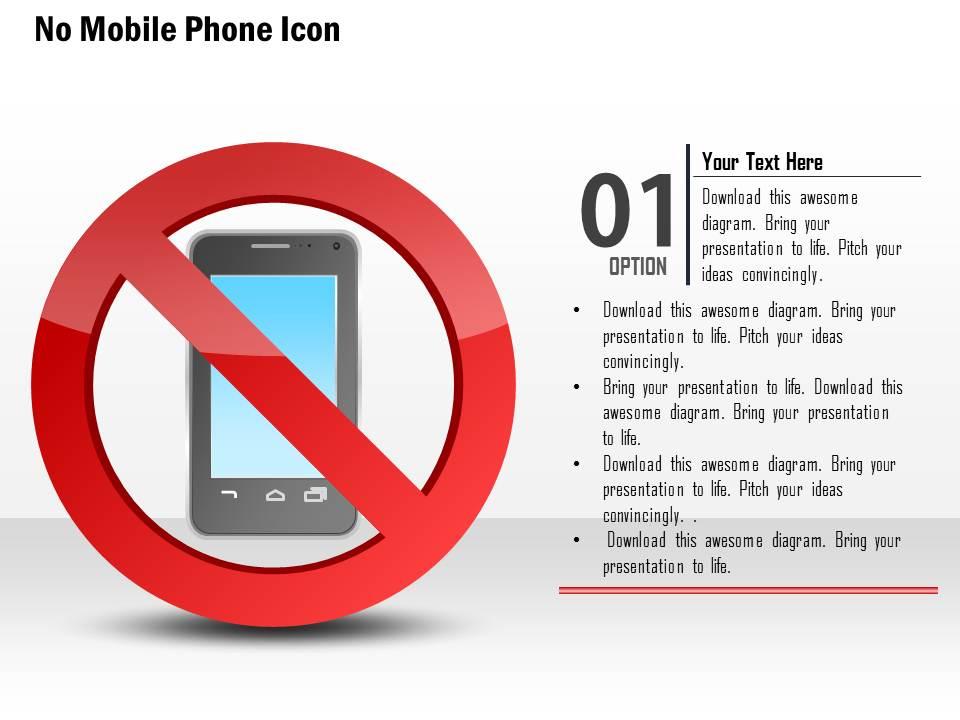 1114 no mobile phone icons with red warning sign ppt slide Slide01