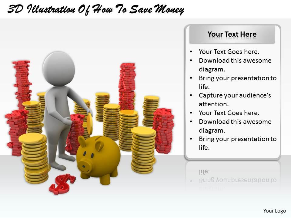 1813 3d illustration of how to save money ppt graphics icons powerpoint Slide01