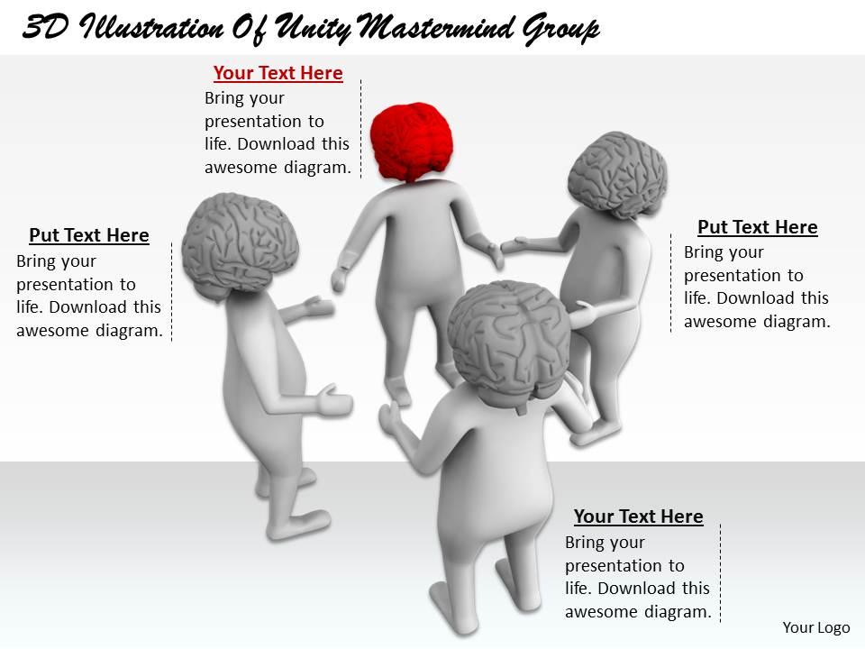 1813 3d illustration of unity mastermind group ppt graphics icons powerpoint Slide01