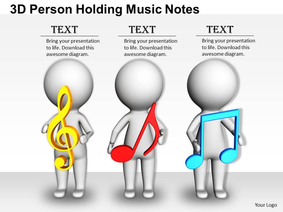 1813 3d person holding music notes ppt graphics icons powerpoint Slide01
