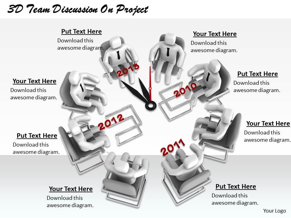 1813 3d team discussion on project ppt graphics icons powerpoint Slide01