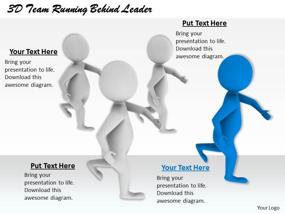 1813 3d team running behind leader ppt graphics icons powerpoint Slide01