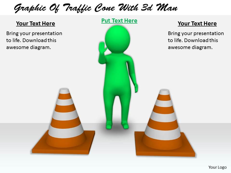 2413 graphic of traffic cone with 3d man ppt graphics icons powerpoint Slide01