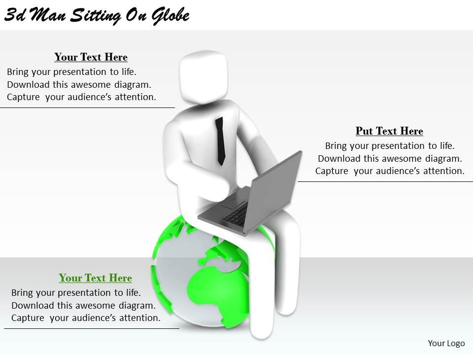 2513 3d man sitting on globe ppt graphics icons powerpoint Slide01
