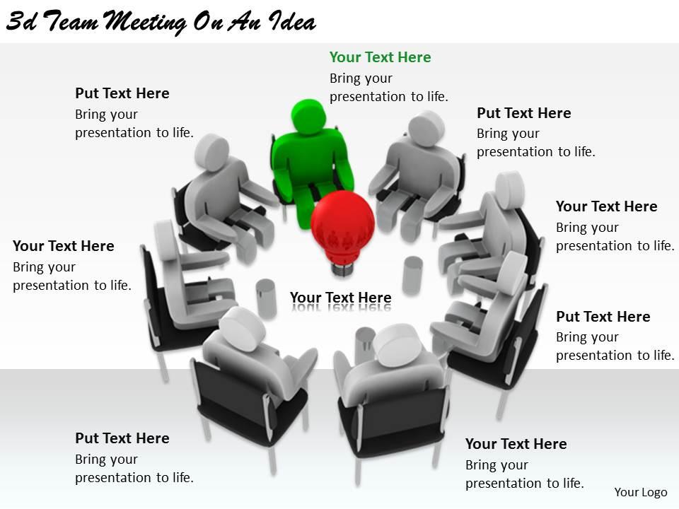 2513 3d team meeting on an idea ppt graphics icons powerpoint Slide01