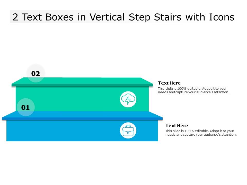 2 text boxes in vertical step stairs with icons Slide01