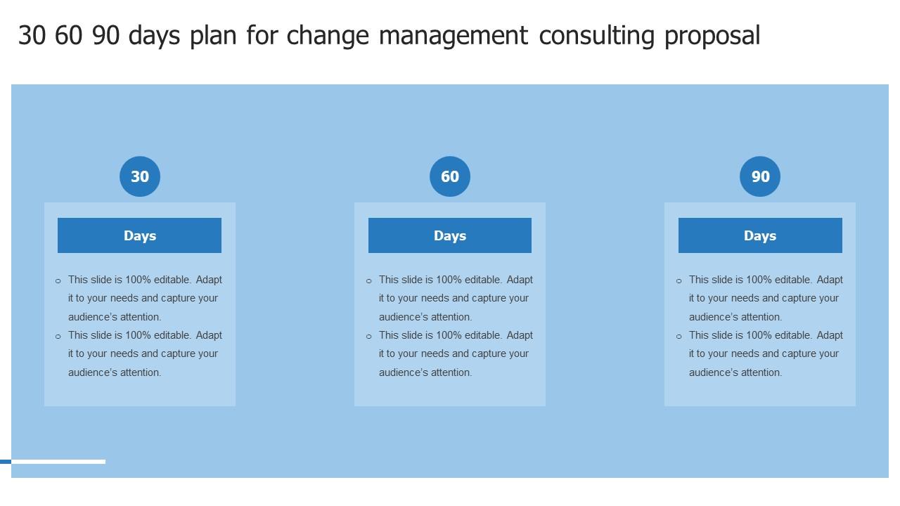 30 60 90 Days Plan For Change Management Consulting Proposal Ppt Icons Slide01