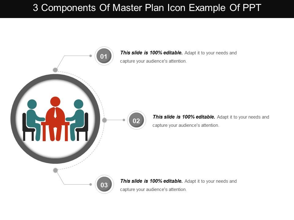 3 components of master plan icon example of ppt Slide01