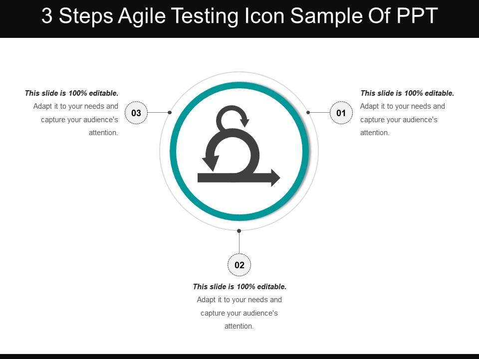 3 steps agile testing icon sample of ppt Slide01