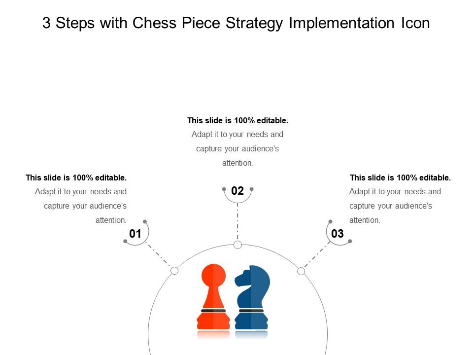3 steps with chess piece strategy implementation icon Slide01