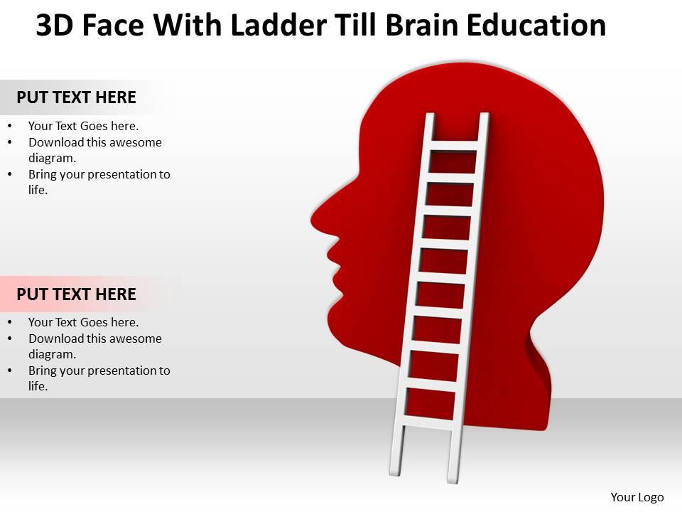 3d face with ladder till brain education ppt graphics icons powerpoint Slide01